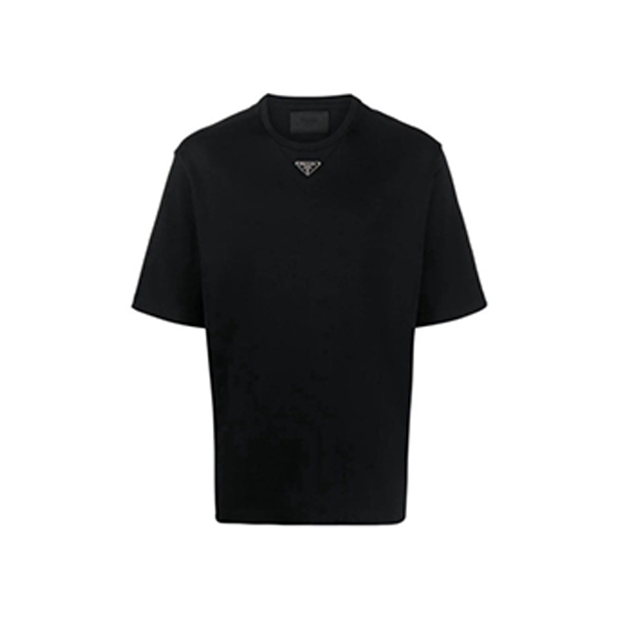 prada triangle logo short sleeve t-shirt